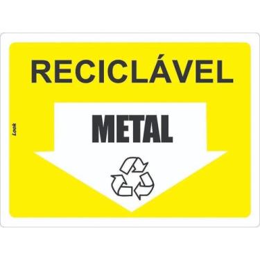 Imagem de Placa de Sinalização - Aviso: Lixo Reciclável - Metal, PS, Latinhas e 
