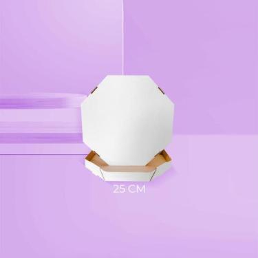 Imagem de 25 Caixas de Pizza Branca Oitavada PP 4x25x25cm - Embalagens Conceito