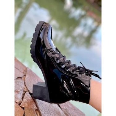 Imagem de Coturno Feminino Bota Cano curto Preto - Paris shoes, Preto nobuck, 38