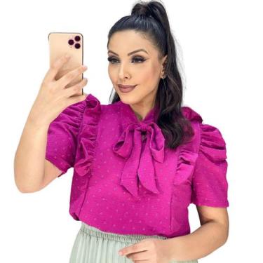 Imagem de Blusa Feminina Evangélica Social Babado Com Gola De Laço - LOOK MODAS 