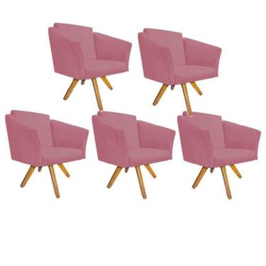 Imagem de Kit 05 Poltrona Cadeira Decorativa  Win Base Giratória Sala de Estar R