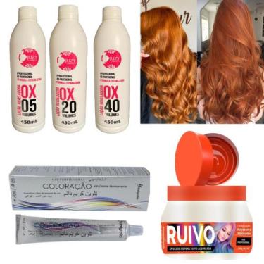Imagem de Kit Cabelos Red Matizador 250g + Tinta C/ Ox - Juzy Cosméticos, 7.4 + 
