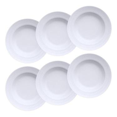Imagem de Jogo 6 Pratos Fundos Sopa Chevron Porcelana Branca Germer - Porcelanas