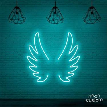 Imagem de luminaria letreiro Neon Led Asas Anjinho 100x100 luminoso decoração p/