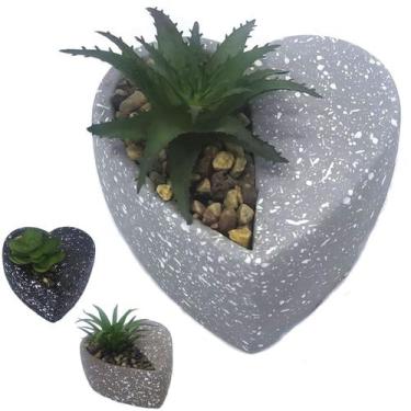 Imagem de Planta Artificial Suculenta Decorativa Vaso Flor Coração decoração dec