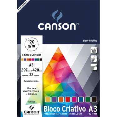 Imagem de Bloco Criativo Cards A3 Canson 120g 8 Cores 32 Folhas