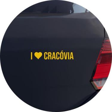 Imagem de Adesivo de Carro Eu Amo Cracóvia - I Love Cracóvia - Cor Amarelo - Mel