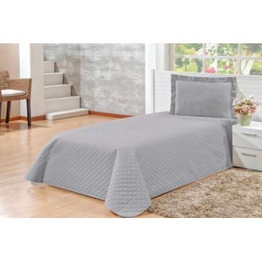 Imagem de Kit Cobre Leito Solteiro Kaique 02 Peças Liso Ideal Cama Box cinza - F