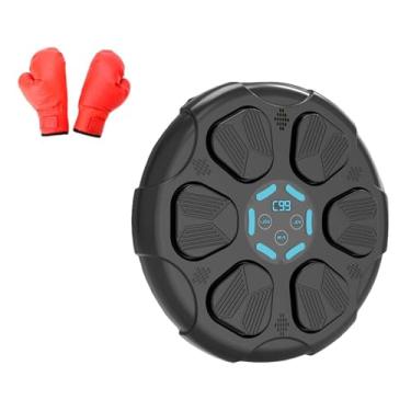 Imagem de oshhni Máquina de boxe de música eletrônica Almofada de boxe inteligente Alvo de boxe de música ajustável para uso doméstico Treinamento esportivo de karatê, Luvas Pretas para Criança