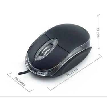 Imagem de Mouse Usb Com Fio Óptico Black Led vermelho Pc Notebook - VIL
