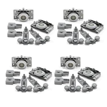 Imagem de 4 Kit Roldana Para Porta De Correr RO62 Guia Flex 1 Porta - ROMETAL