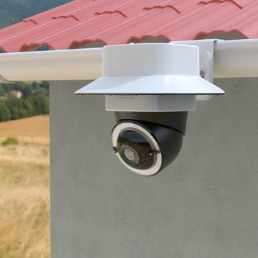 Imagem de Koroao Suporte de montagem de calha + capa de proteção de chuva compatível com câmera Eufy Security SoloCam E30/eufy Security 4G LTE Cam S330 (1 pacote, branco)