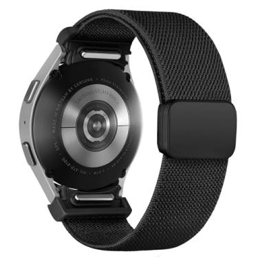 Imagem de Pulseiras de tecido One Click para Samsung Galaxy Watch 7 6 5/4/FE de 40 mm e 44 mm/Galaxy Watch 6 Classic de 43 mm e 47 mm/5 Pro de 45 mm/4 Classic de 42 mm e 46 mm, pulseira esportiva de nylon