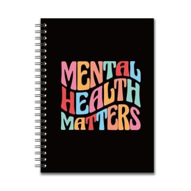 Imagem de YAZMEEN Caderno espiral em branco motivacional (160 páginas) colorido para assuntos de saúde mental, capa dura, caderno de esboços, presentes engraçados para trabalhadores de escritório, conselheiros,