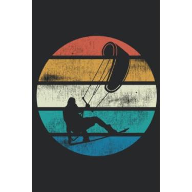 Imagem de Kiteboarding Kiteboard Kiteboarder Kitesurf Retro Striped Graphic Art: Lined Journal Notebook To Do Schedule, Medium 6x9 Inches, 100 Pages, Printed Cover