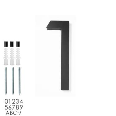 Imagem de roslyong Número de casa flutuante 12 cm, placa de endereço moderna para uso externo, números de endereço sólidos de acrílico com kit de unhas, número de endereço preto 1