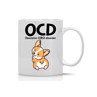 Imagem de AW Fashions Caneca de café OCD Obsessive Corgi Disorder 325 ml perfeita para cachorro, pai, cachorro, mãe, pata, amante de animais de estimação, copo fofo para irmã, chefe, esposa, marido, Natal -