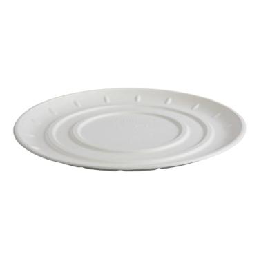 Imagem de ECO PRODUCTS Bandeja de pizza compostável de 35,5 cm, caixa com 50, Vanguard bandeja descartável de fibra moldada branca, sem PFAS, sem árvores, tampa disponível, fibras naturais renováveis,