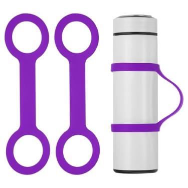 Imagem de PATIKIL Alça de suporte de garrafa de água, 2 peças de silicone macio portátil antiderrapante alça de suporte de garrafa de água para corrida ao ar livre, bicicleta, academia, corrida, transporte,