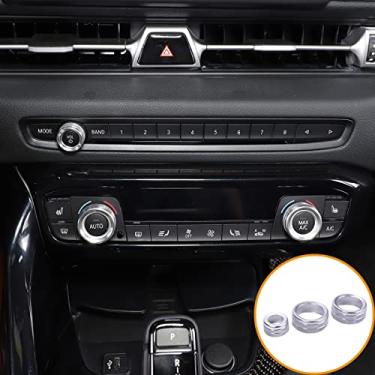 Imagem de Adequado para Toyota Supra GR A90 A91 MK5 2019-2024 capa de botão de volume, acabamento de botão de ajuste de volume de ar condicionado de liga de alumínio, 3 peças (prata)