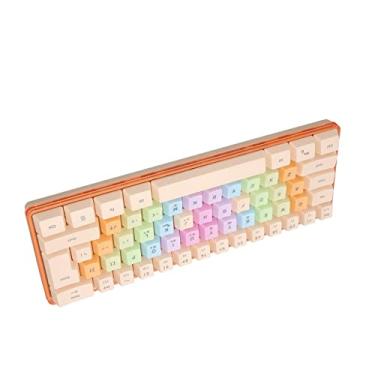 Imagem de Teclado Hanical para Jogos Com Luz de Fundo Rgb de 6 Teclas e Chave Colorida para Trabalho de Escritório, Teclado Hanical 60% para Jogadores (Damasco)
