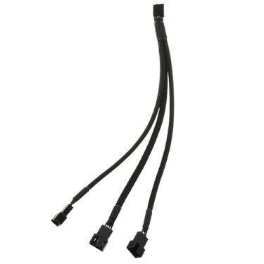 Imagem de ZZHXSM Cabo de alimentação de ventilador preto 1 em 3 ventoinha de refrigeração para computador, cabo de extensão de 4 pinos, cabo distribuidor de extensão de 1 a 3 hubs, adequado para expansão do