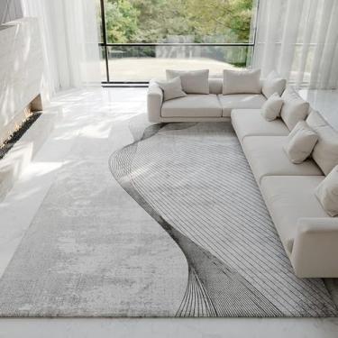 Imagem de Abstrato Cinza Claro Tapete Moderno Decoração de Casa de Luxo Tapetes Grande Área Sala de Estar Tapetes Confortáveis Fácil de Cuidar Quarto Tapete, YHT033,2,B,300x400CM
