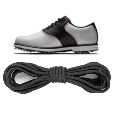 Imagem de NDTEZUGT Cadarços de sapato de golfe para FootJoy, 2,5 mm fino poliéster vestido Oxford cadarços de substituição cordas para botas Chukka, Preto, 39"/100cm