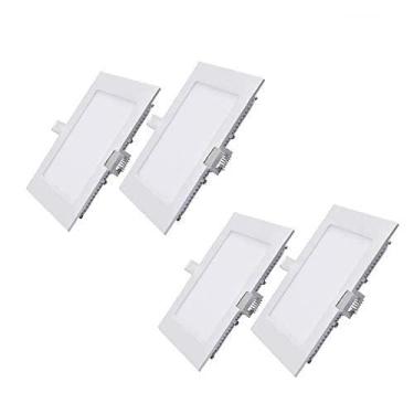 Imagem de Kit 04 Painel Plafon Luminária Led Quadrado Embutir Gesso 6W Slim