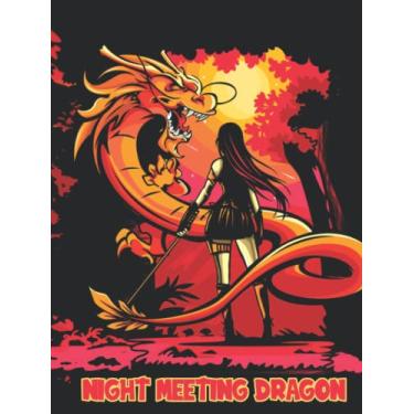 Imagem de Night meeting dragon: Notebook 240 Lined Pages Night Meeting Dragon Theme: 8.5 x 11 in, Hardcover With Large Notebook, Journal