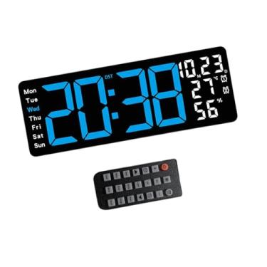 Imagem de MYCENSE Relógio de parede digital grande display retangular temporizador com luz de atmosfera LED relógio de parede para cozinha sala de aula sala de estar, Azul