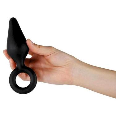 Imagem de Plug Anal com Alça de Silicone para Dedo Formato Cone Preto
