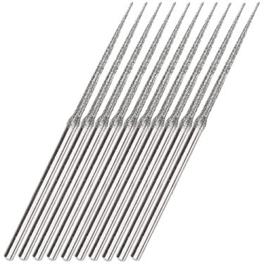 Imagem de Luo ke 10 pçs 3 mm haste diamante cabeça de moagem rebarbas perfuradoras de agulha de perfuração pequeno cone longo 1 mm para ferramentas rotativas