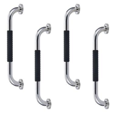Imagem de Barra de Apoio Inox 30cm Suporte Antiderrapante Kit 4 unidades Banheiro Box Casa Criança Idoso Gestante Cadeirante Acessibilidade