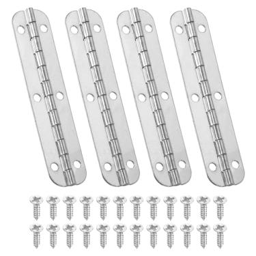 Imagem de PATIKIL Dobradiça pequena para piano 6,6 cm x 1,5 cm, pacote com 4 mini dobradiças de caixa de joias de 180 graus com parafuso para joias caixas de madeira, prata