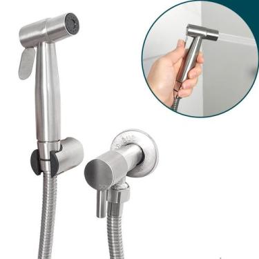 Imagem de Ducha Higienica Completa Inox 304 Escovado Gatilho Registro 1/4 De Vol