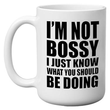 Imagem de DAJDC Caneca de café divertida I'm Not Bossy I Just Know Boss Employee, presente sarcástico para trabalho, escritório, 325 ml, piada branca (não mandão)