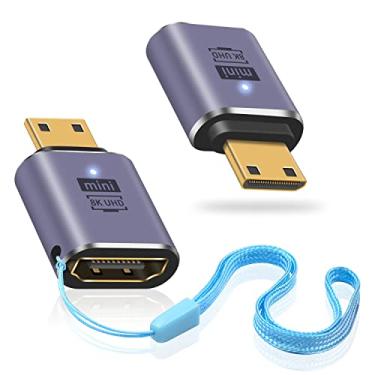 Imagem de Duttek Mini extensor HDMI para HDMI 8K, adaptador de extensão mini HDMI 2.1 de 48 Gbps, adaptador UHD Mini HDMI macho para HDMI fêmea com lâmpada indicadora de trabalho LED compatível com câmera,