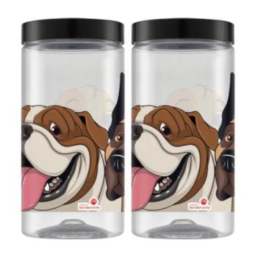 Imagem de 2 Pote Porta Ração Petiscos Cachorro Gato 2L Pote Plástico Comedouro P