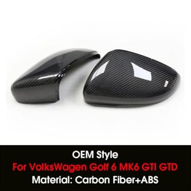 Imagem de Capa de espelho retrovisor de substituição de fibra de carbono compatível com VW Golf 6 MK6 Gti R-Line 2008-2012 OEM/M Style Car Side Mirror Caps(OEM Style)