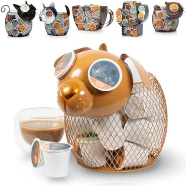 Imagem de Made Easy Kit Organizador de cesta de café para decoração prática – compatível com cápsulas e cápsulas Keurig K-Cup – Decoração de café e bar útil para cozinha independente (marrom cachorro)