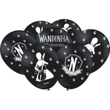 Imagem de Balão Bexiga Temática Wandinha - 25 Unidades - Festcolor Cor Preto