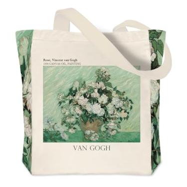 Imagem de Crocothemis Sacola de lona estética vintage, reutilizável, personalizada, bolsa de compras de ombro, Van Gogh 03, Large