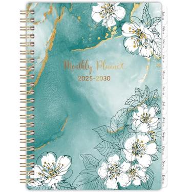 Imagem de Agenda mensal 2025-2030 - planejador/calendário de 5 anos 2025-2030 encadernação espiral, julho de 2025 - dezembro de 2030, 16 cm x 21,3 cm, encadernação de fio duplo + abas - verde