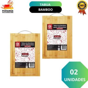 Imagem de Kit 02 Tábua De Bambu Para Carne Legumes Churrasco 32x22cm - Sq Só Qua