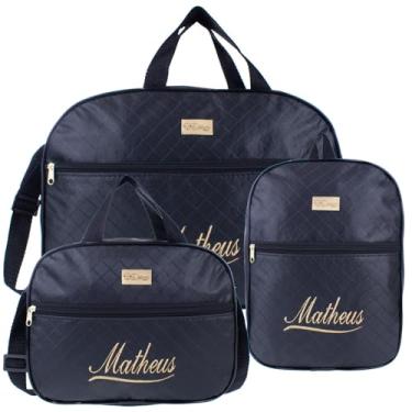 Imagem de Kit Maternidade 3 Peças Personalizado com o Nome do Seu Bebê Modelo Luxo (Preto Menino)