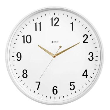 Imagem de Relógio Herweg Branco Silencioso Ponteiro Dourado Vidro 6866 Branco - Branco