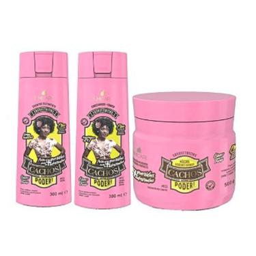 Imagem de Shampoo + Condicionador + Máscara para Cabelos Crespos ou Cacheados barrominas Cachos Têm Poder!