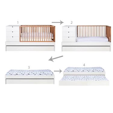 Imagem de Berço encanto miltiuso branco com grades fixas em madeira + auxiliar + colchão incluso