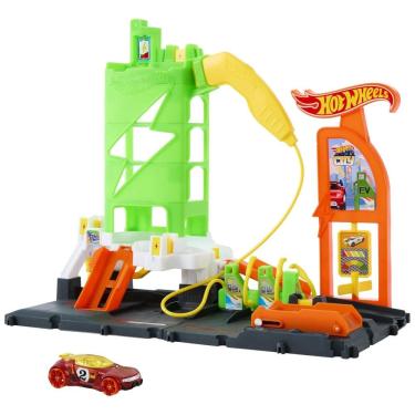 Imagem de Conjunto Lançador Posto de Recarga de Carros de Brinquedo em Escala 1:64, Inclui Acessórios, Hot Wheels City